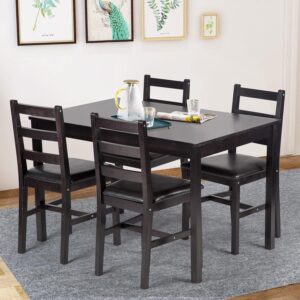 Modern Black Wooden Dining Table Set