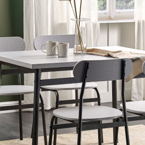 Modern Grey Dining Table Set with Metal Frame